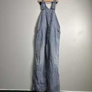 Vintage Lee Bib Overalls Mens Large Blue Hickory Stripe Union Made Workwear
